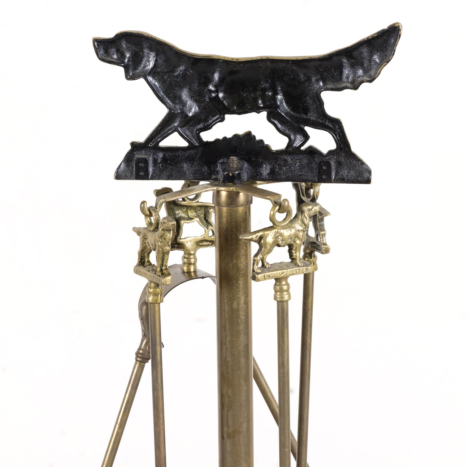 Antique French English Setter Hunting Dog Five Piece Fireplace