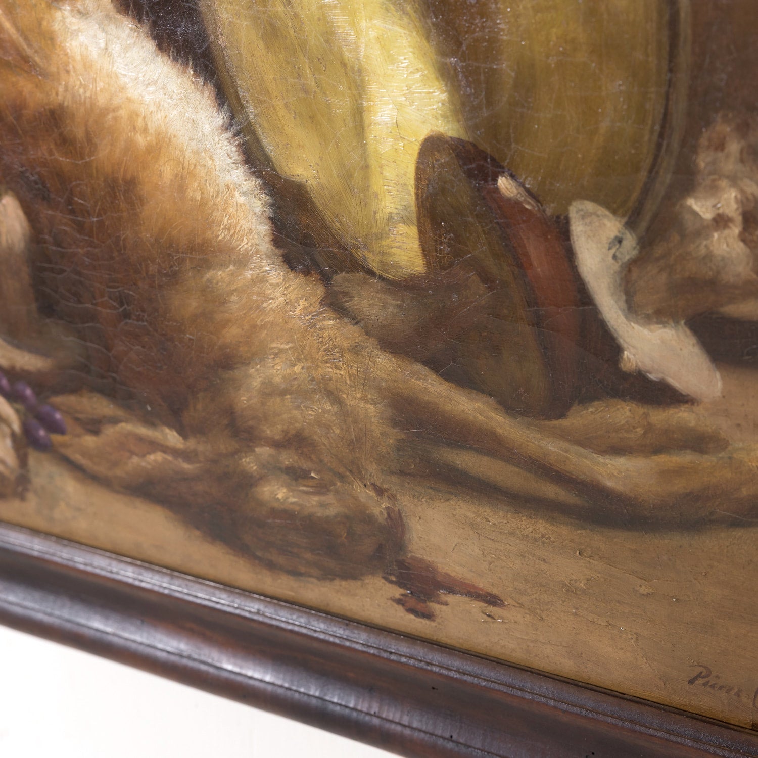 19th Century Framed Original French Oil on Canvas with Dead Game, Signed