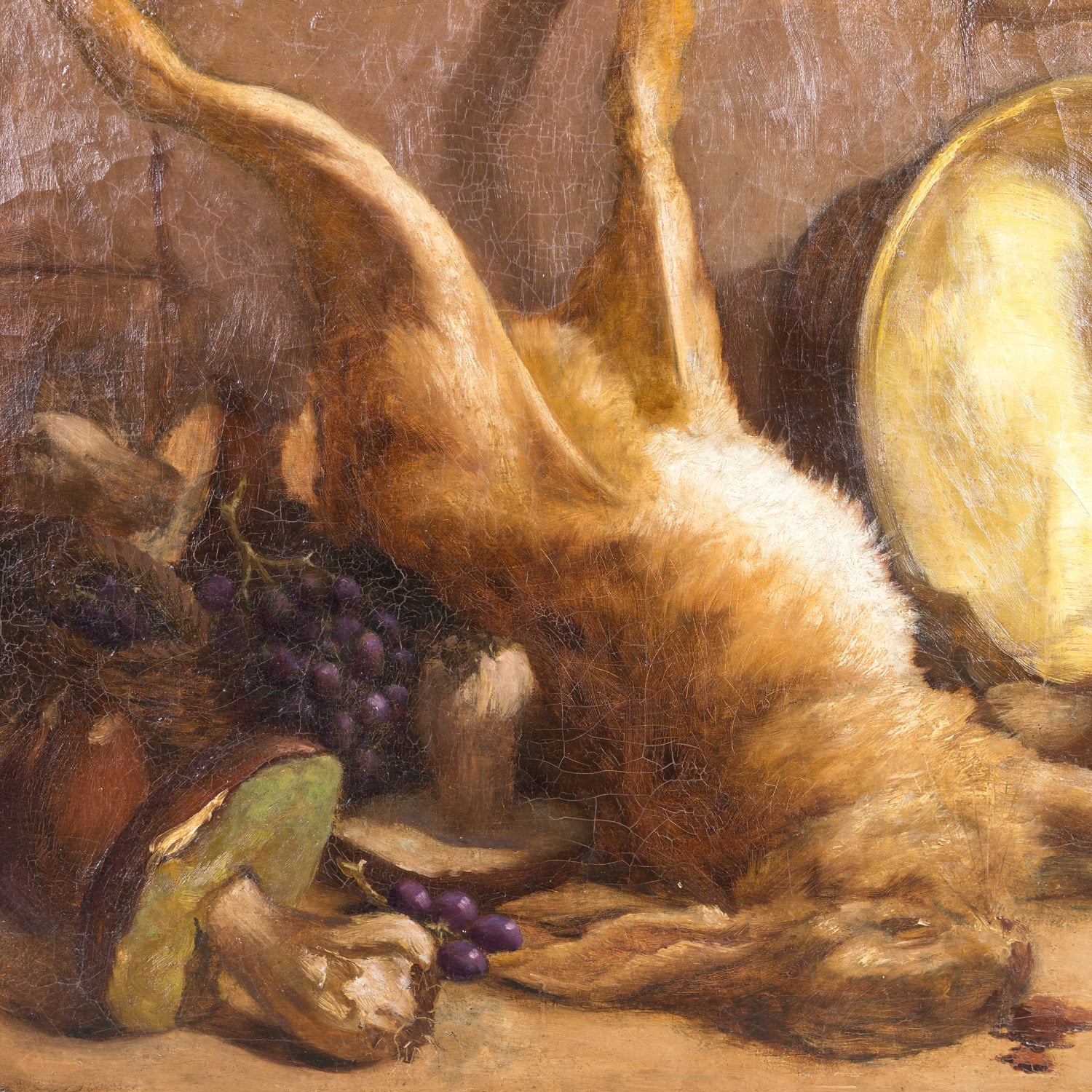 19th Century Framed Original French Oil on Canvas with Dead Game, Signed