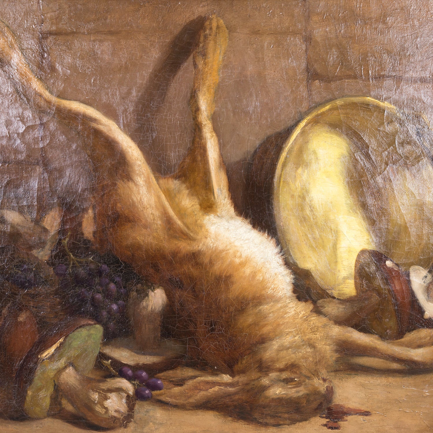 19th Century Framed Original French Oil on Canvas with Dead Game, Signed