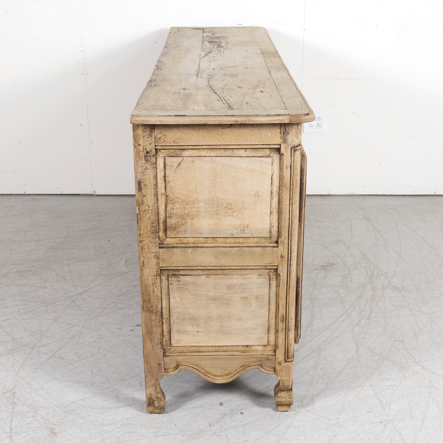 19th Century Carved French Country Louis XV Style Bleached Oak Enfilade Buffet