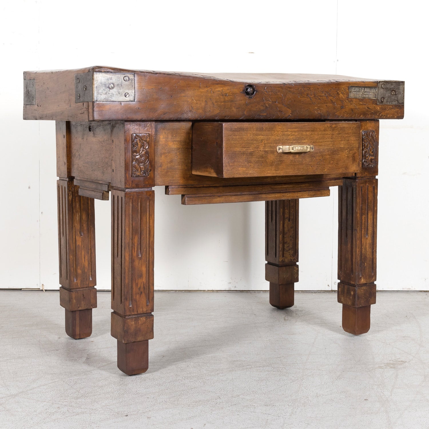 20th Century French Art Deco Period Billot de Boucher or Butcher Table by Xavier Aubert