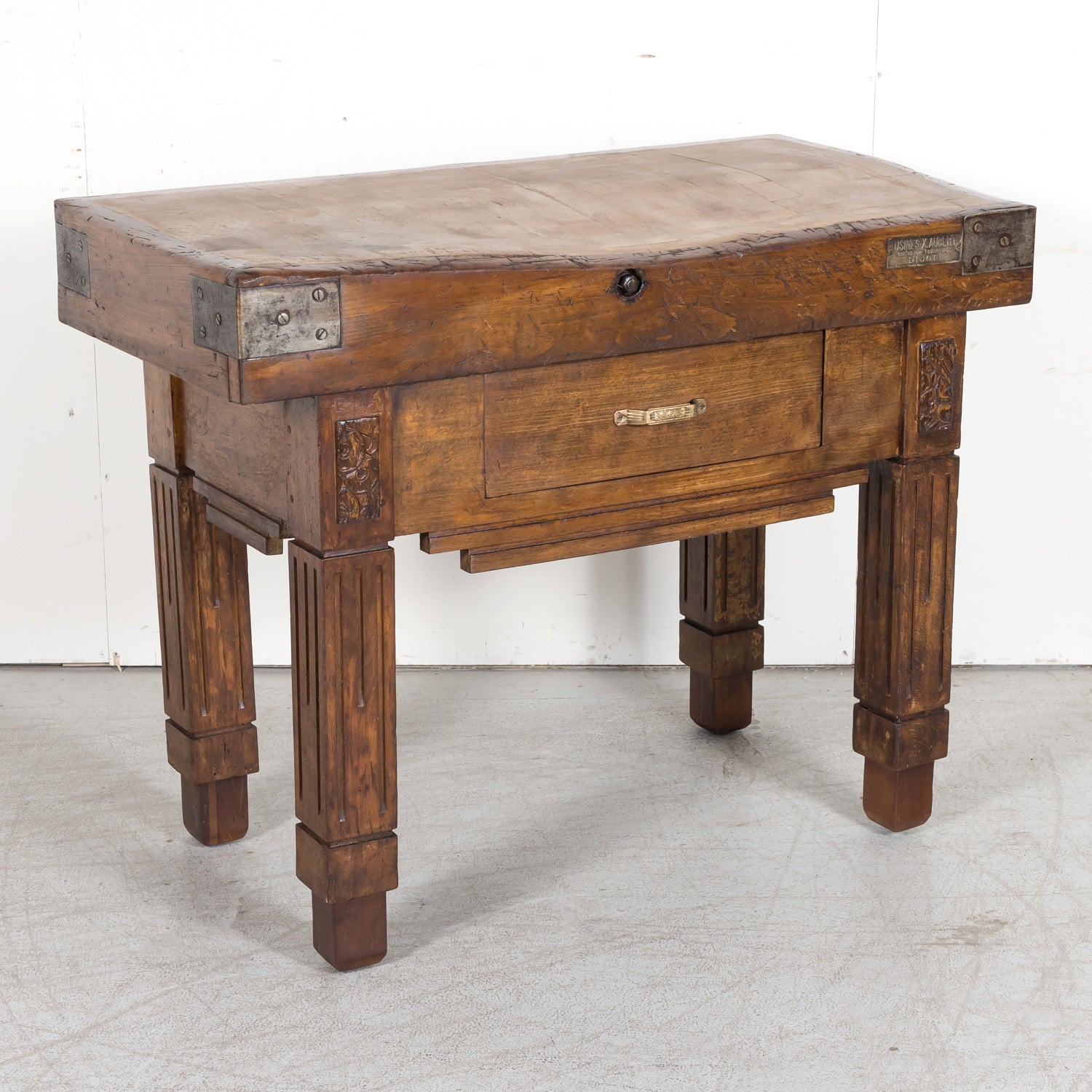 20th Century French Art Deco Period Billot de Boucher or Butcher Table by Xavier Aubert