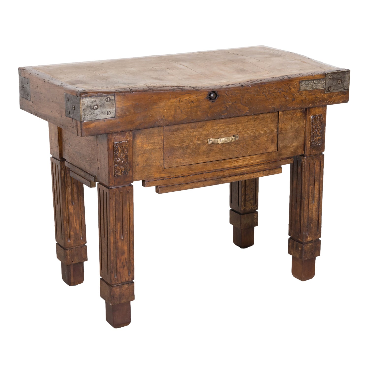 20th Century French Art Deco Period Billot de Boucher or Butcher Table by Xavier Aubert