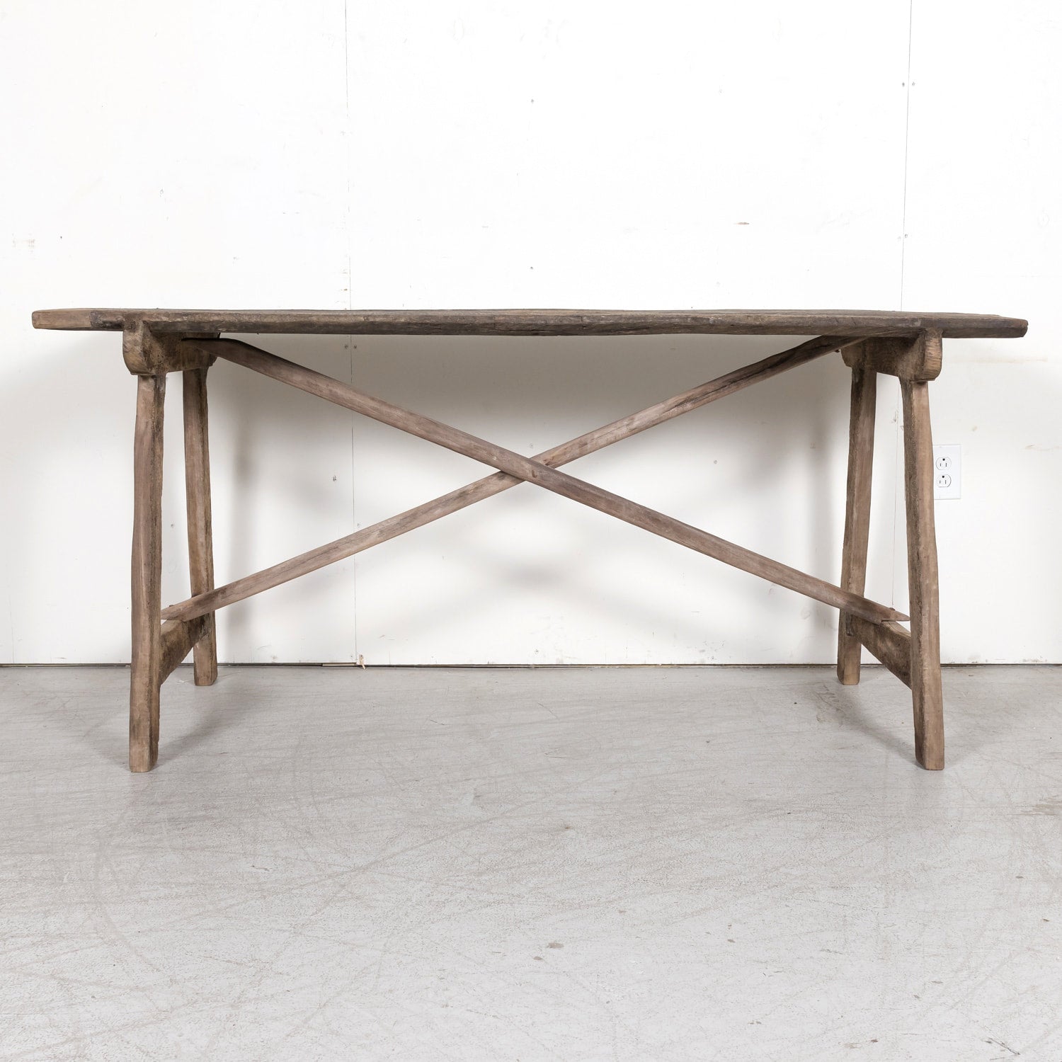 Mid-18th Century Primitive Spanish Catalan Walnut Console or Side Trestle Table