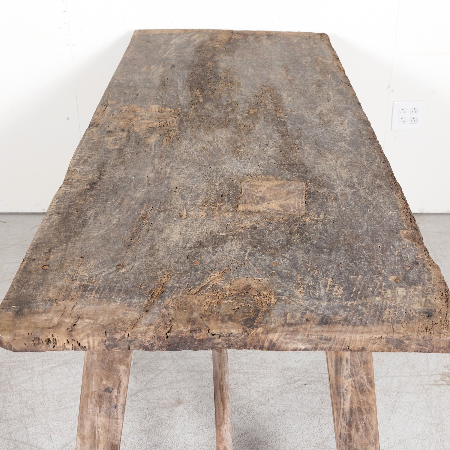 Mid-18th Century Primitive Spanish Catalan Walnut Console or Side Trestle Table