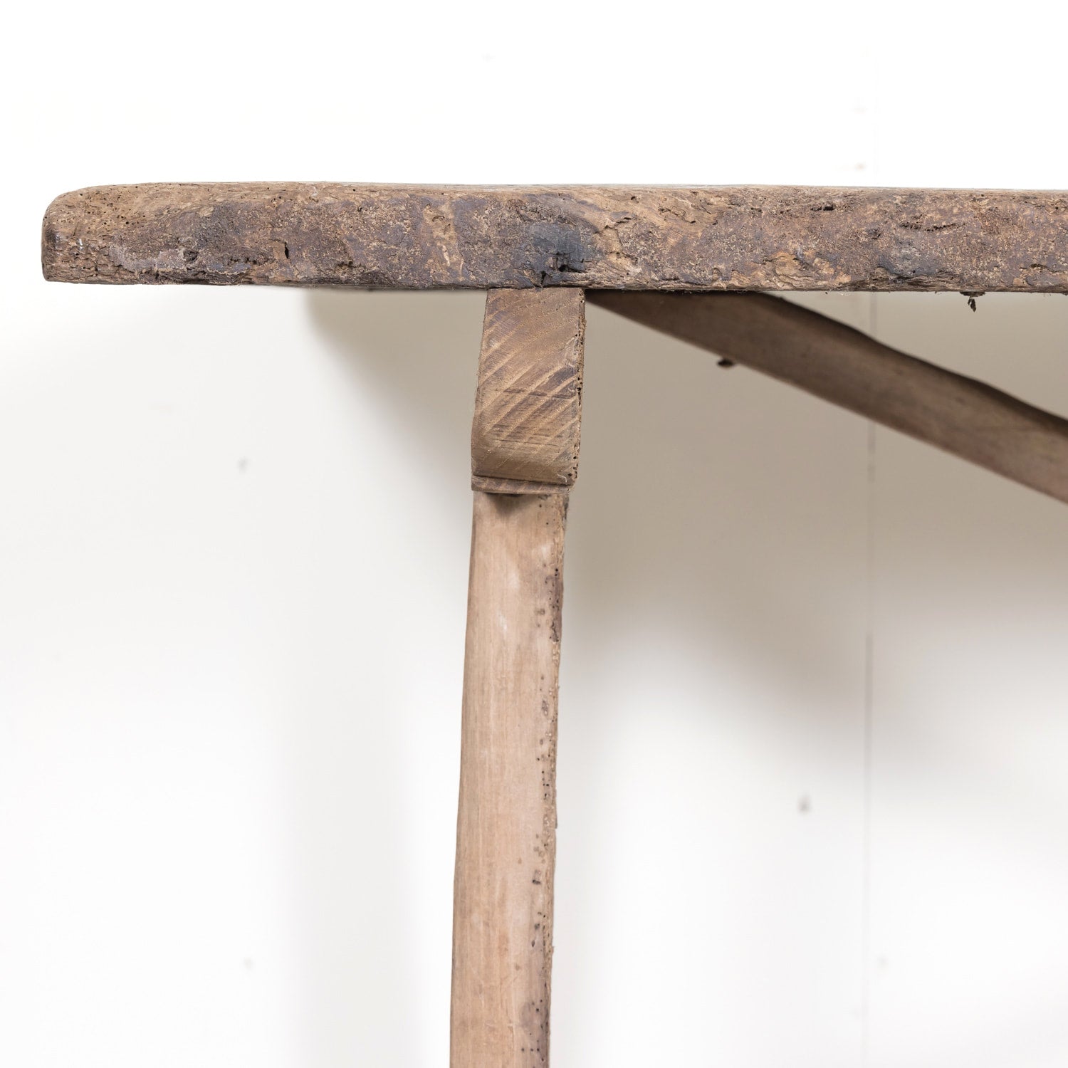 Mid-18th Century Primitive Spanish Catalan Walnut Console or Side Trestle Table