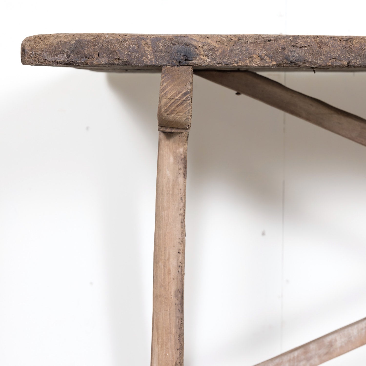 Mid-18th Century Primitive Spanish Catalan Walnut Console or Side Trestle Table