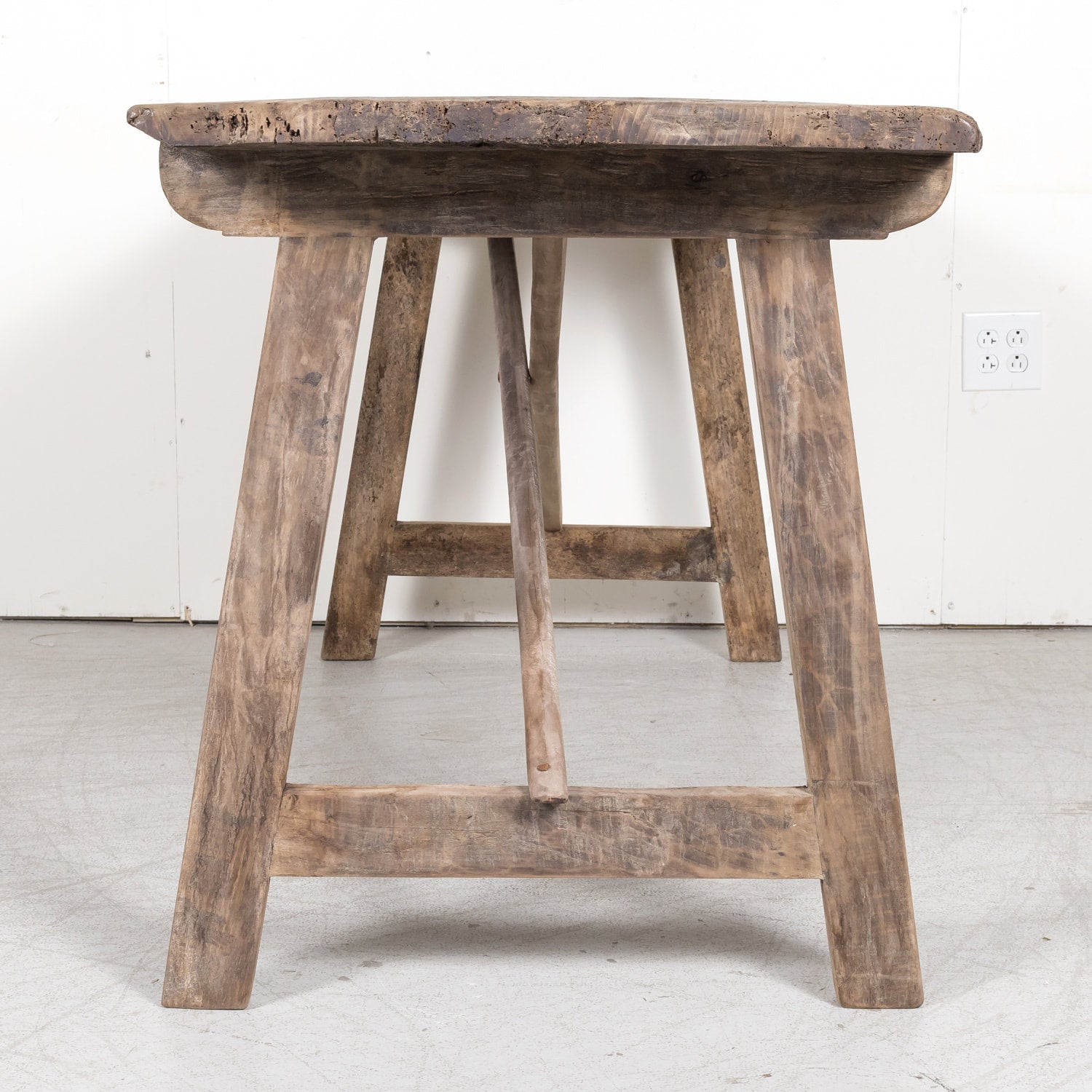 Mid-18th Century Primitive Spanish Catalan Walnut Console or Side Trestle Table