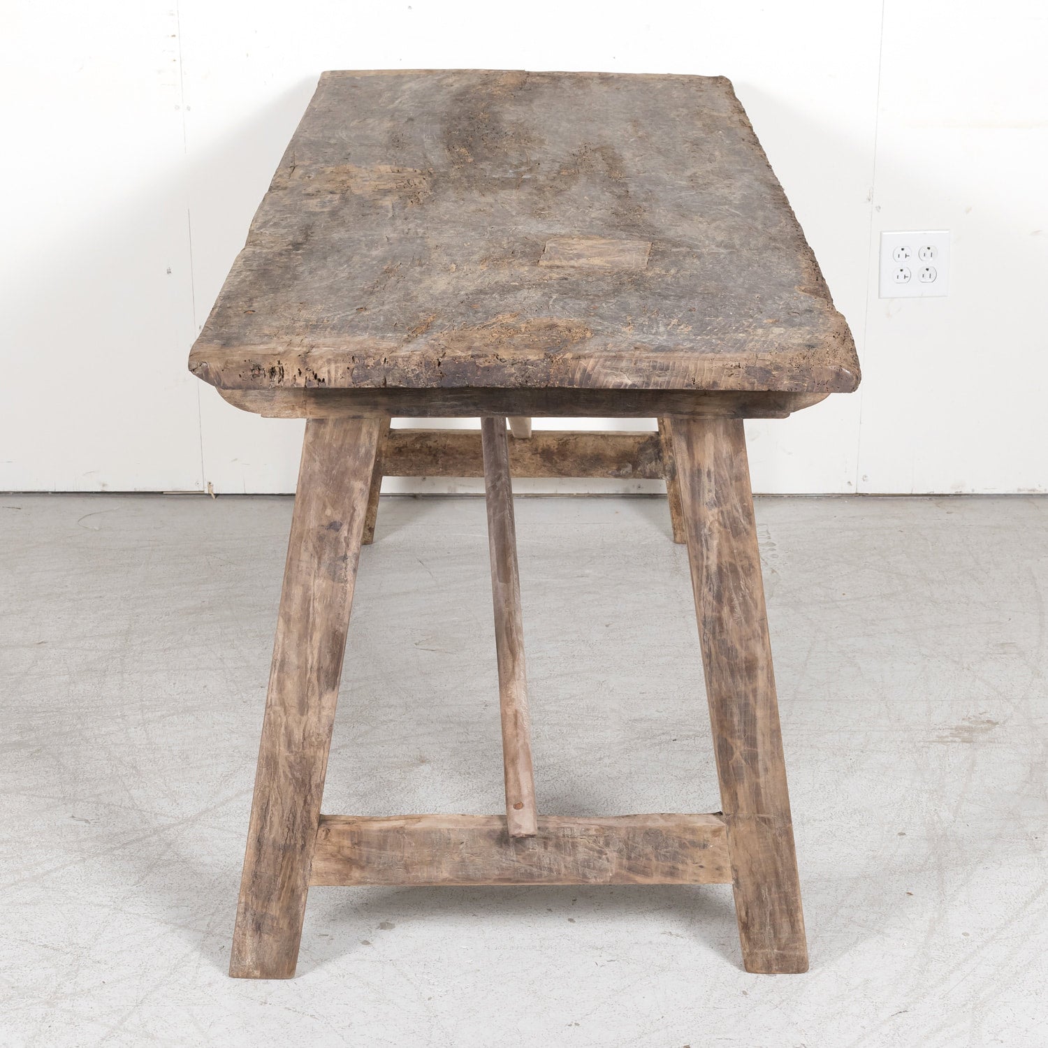 Mid-18th Century Primitive Spanish Catalan Walnut Console or Side Trestle Table