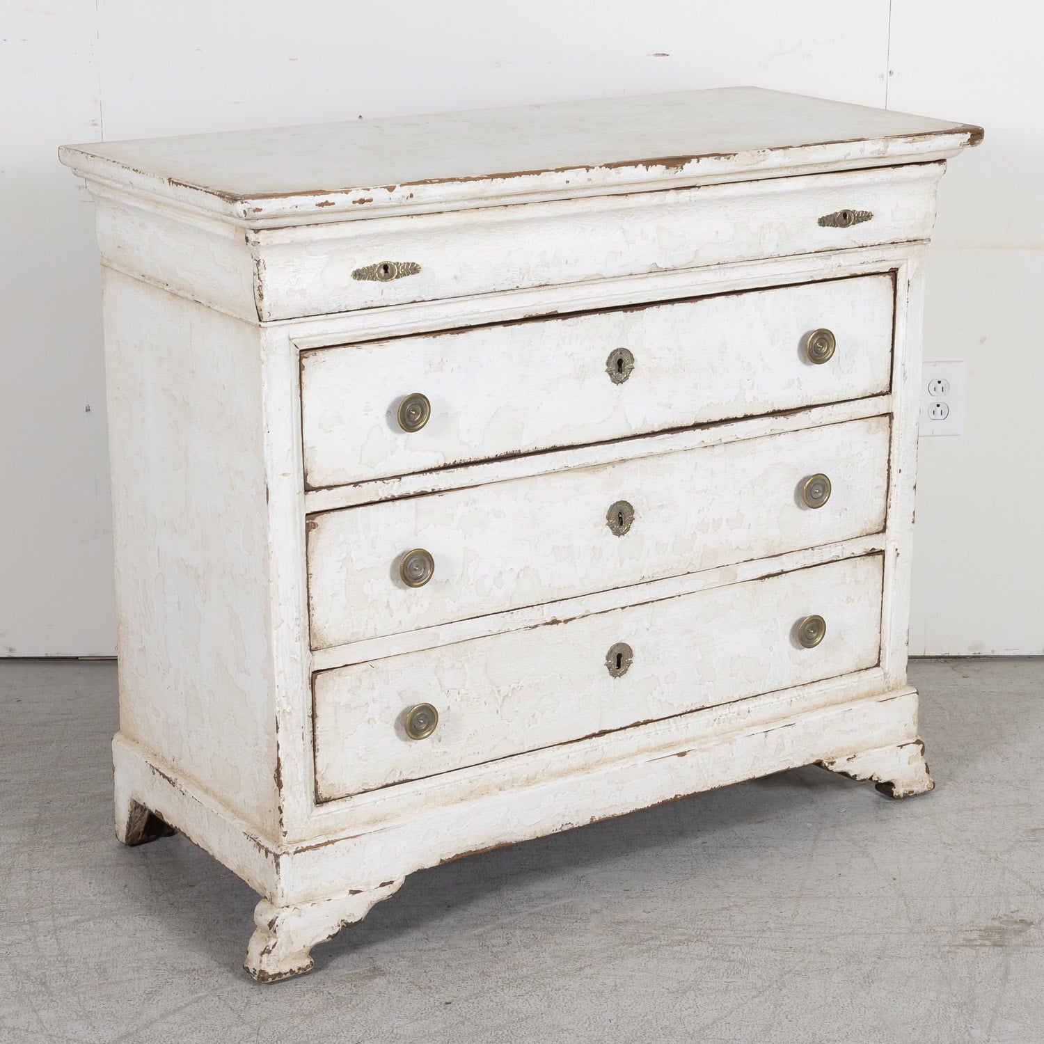 19th Century French Louis Philippe Style White Painted Four-Drawer Commode