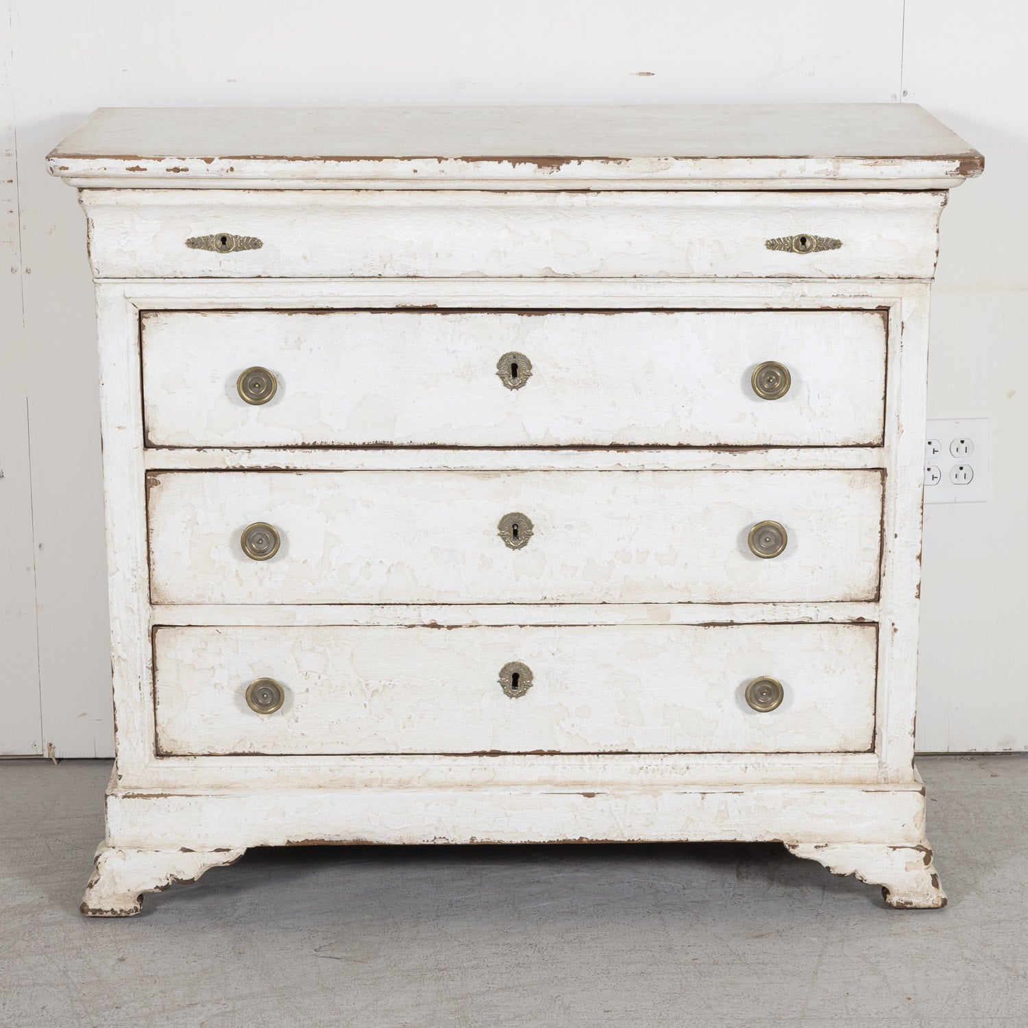 19th Century French Louis Philippe Style White Painted Four-Drawer Commode