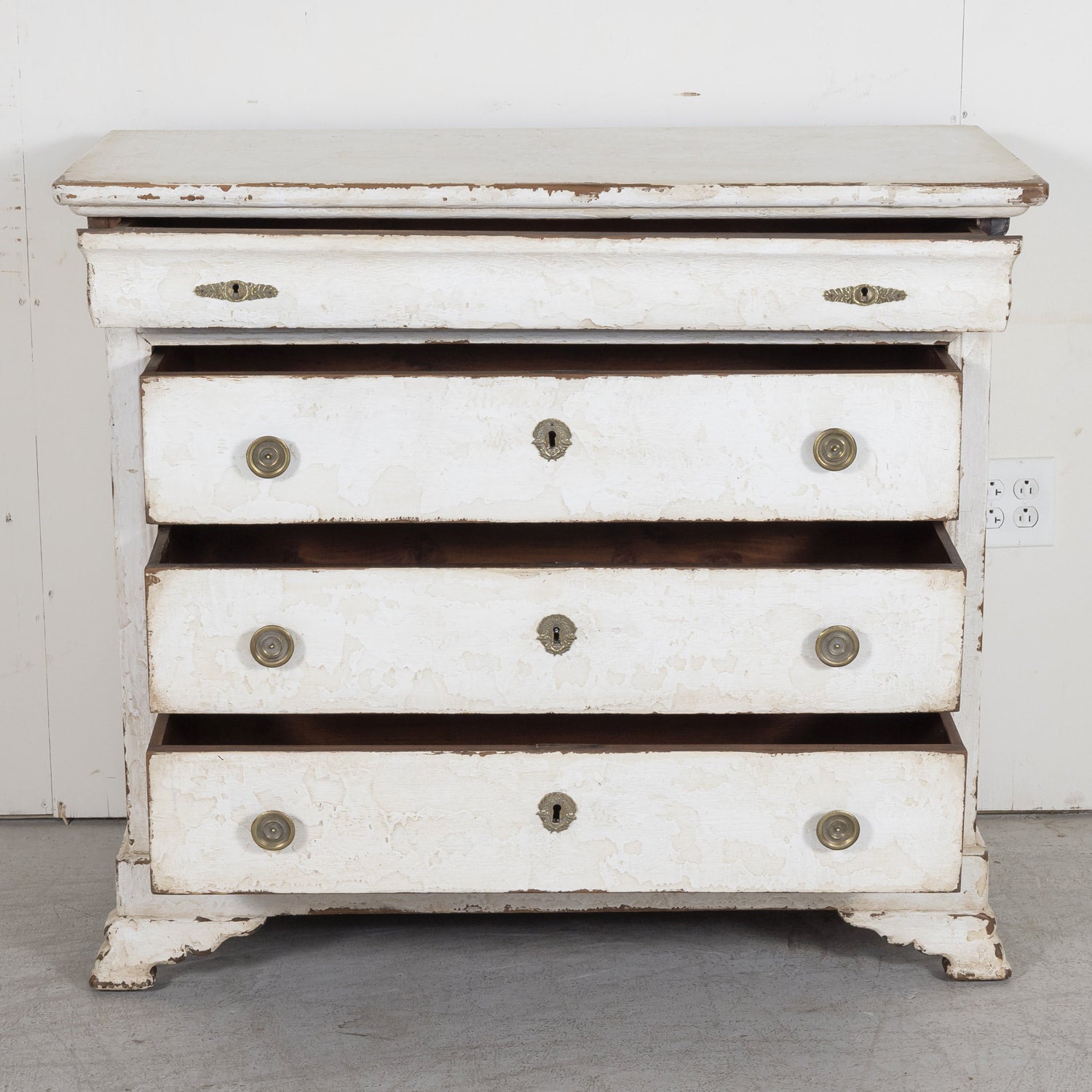 19th Century French Louis Philippe Style White Painted Four-Drawer Commode