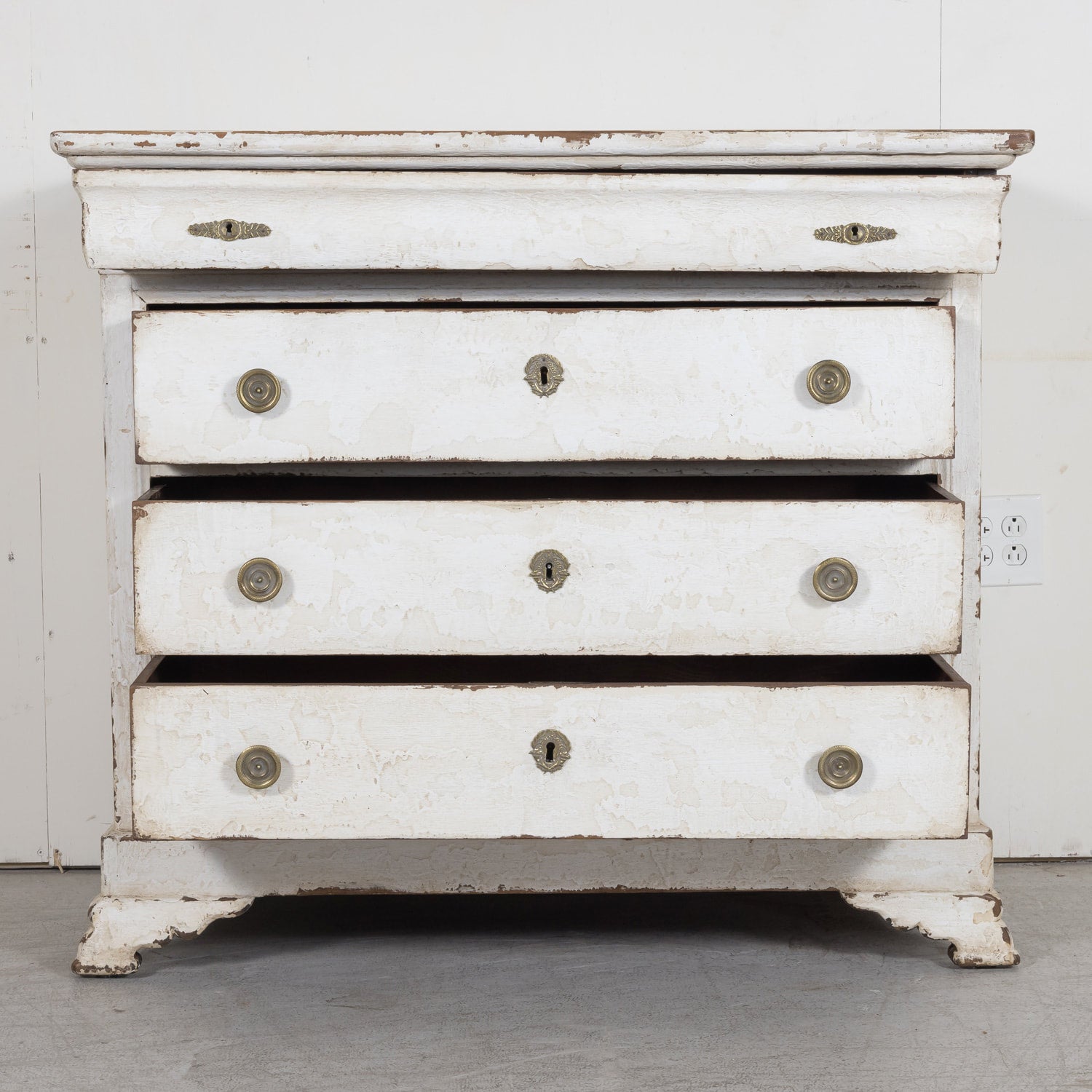 19th Century French Louis Philippe Style White Painted Four-Drawer Commode