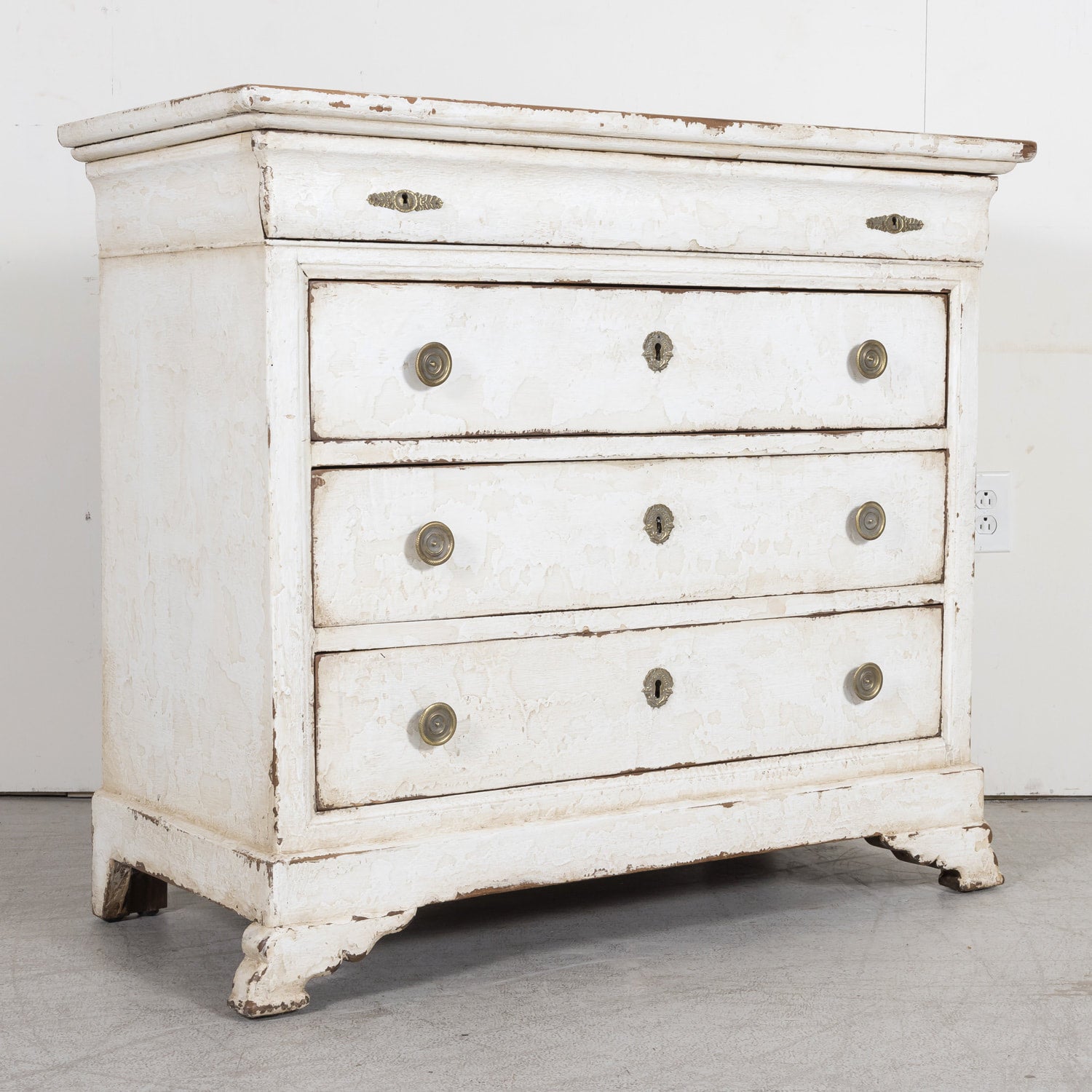 19th Century French Louis Philippe Style White Painted Four-Drawer Commode