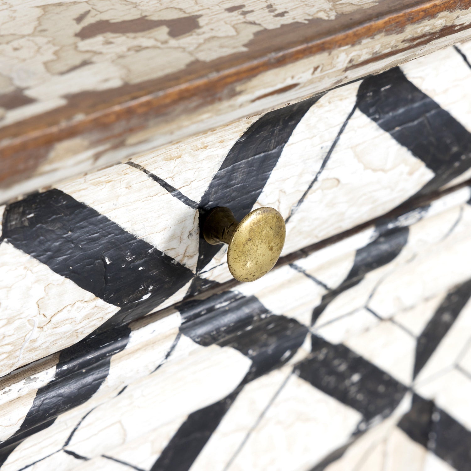 19th Century French Louis Philippe Period Black and White Painted Buffet