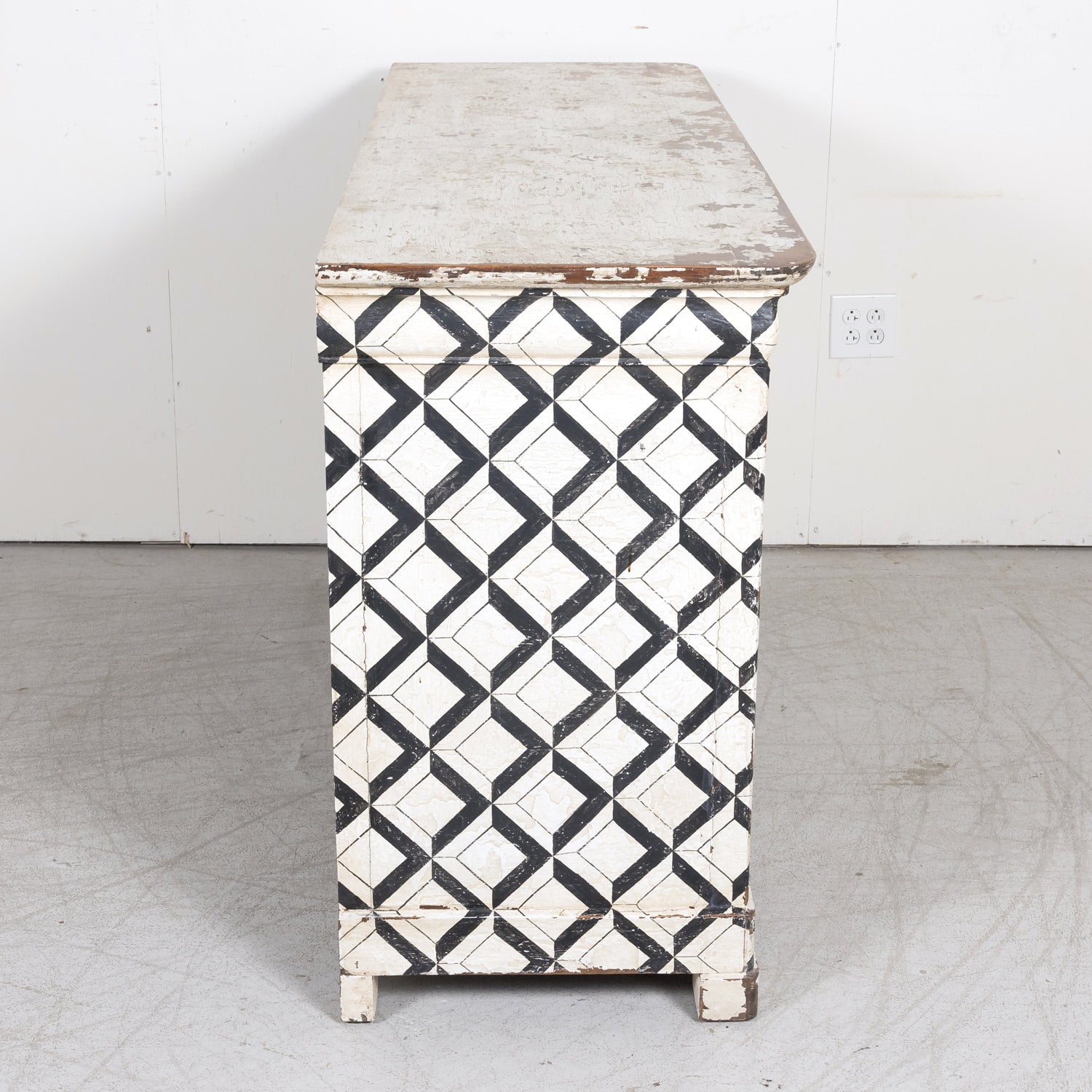 19th Century French Louis Philippe Period Black and White Painted Buffet