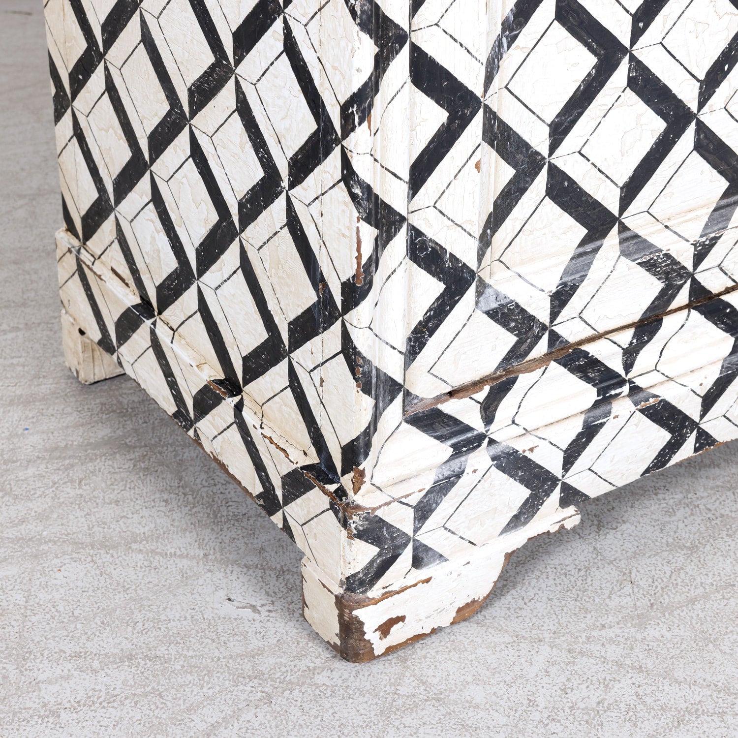 19th Century French Louis Philippe Period Black and White Painted Buffet