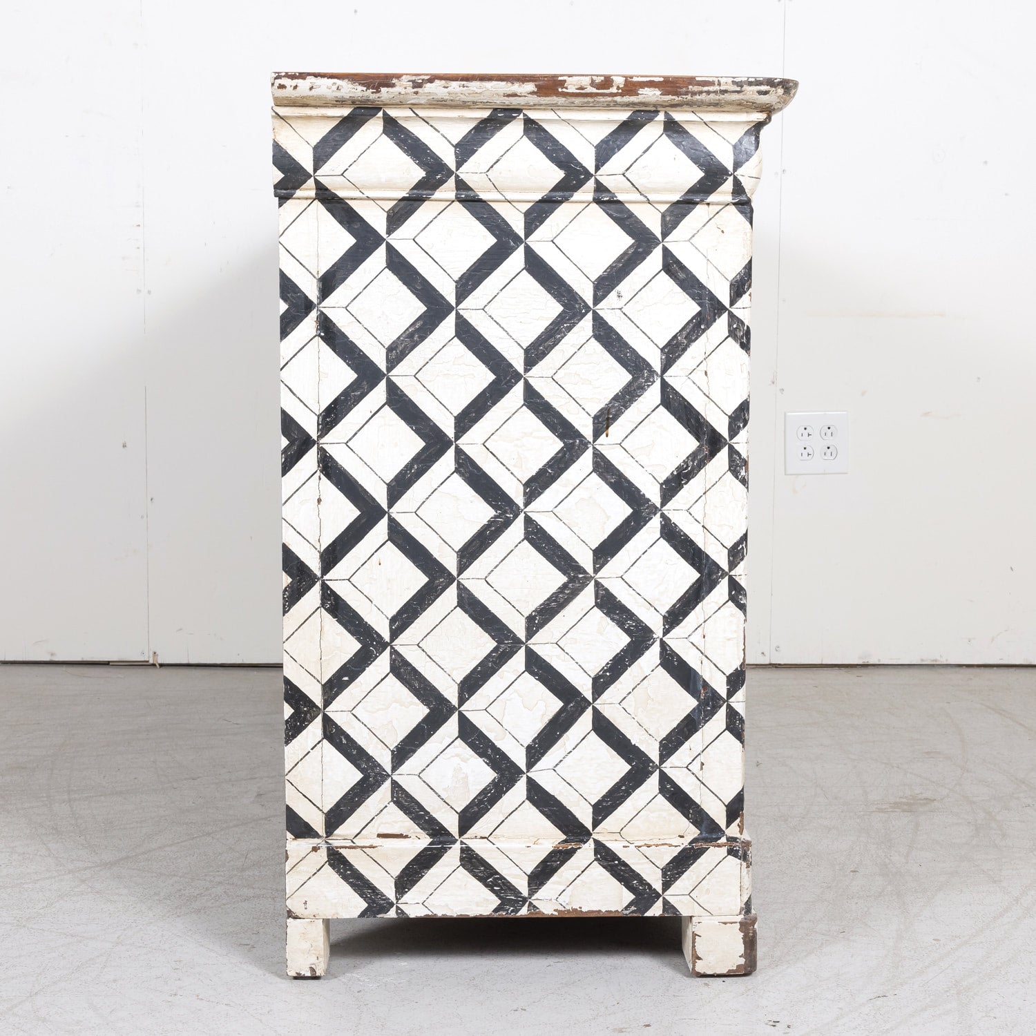 19th Century French Louis Philippe Period Black and White Painted Buffet