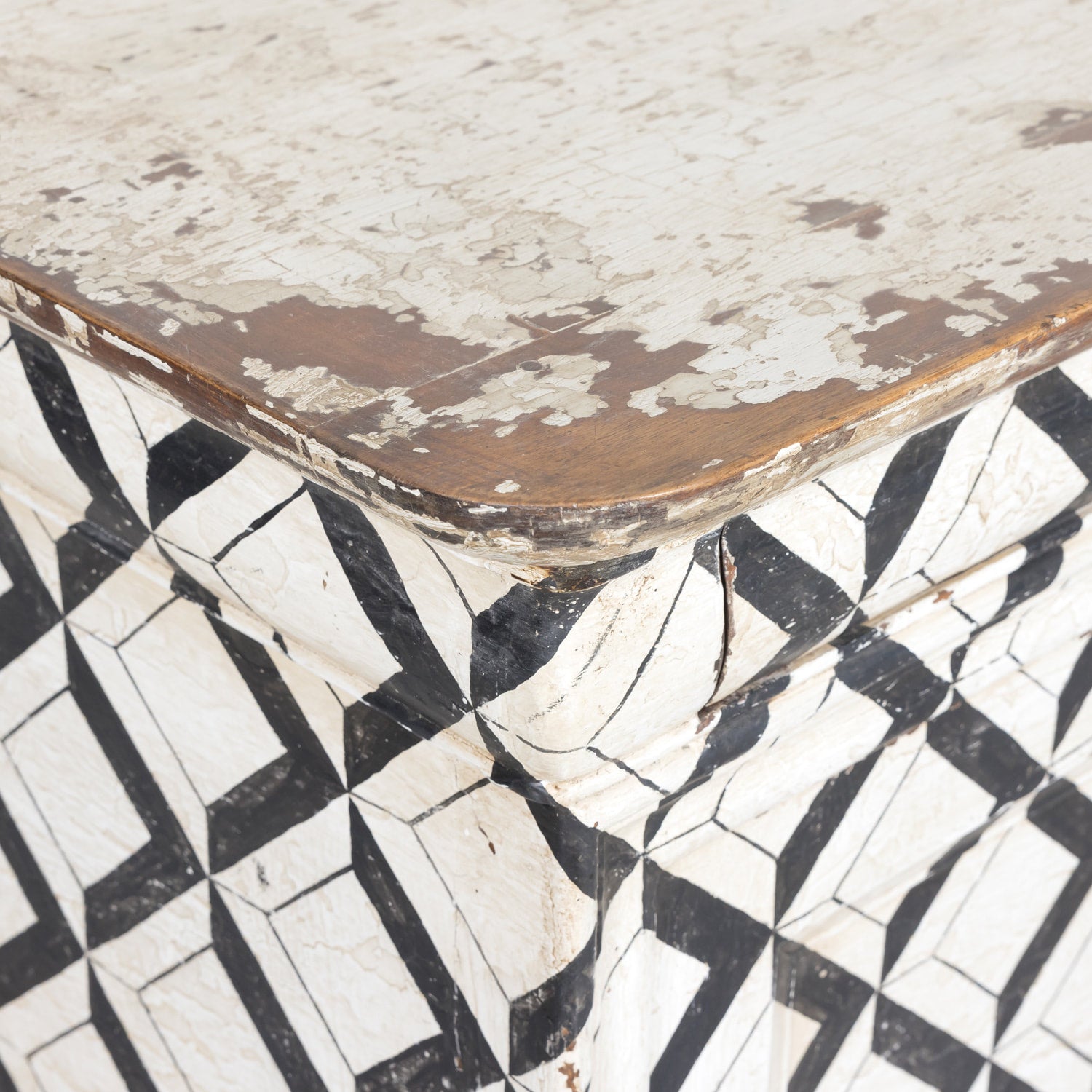 19th Century French Louis Philippe Period Black and White Painted Buffet