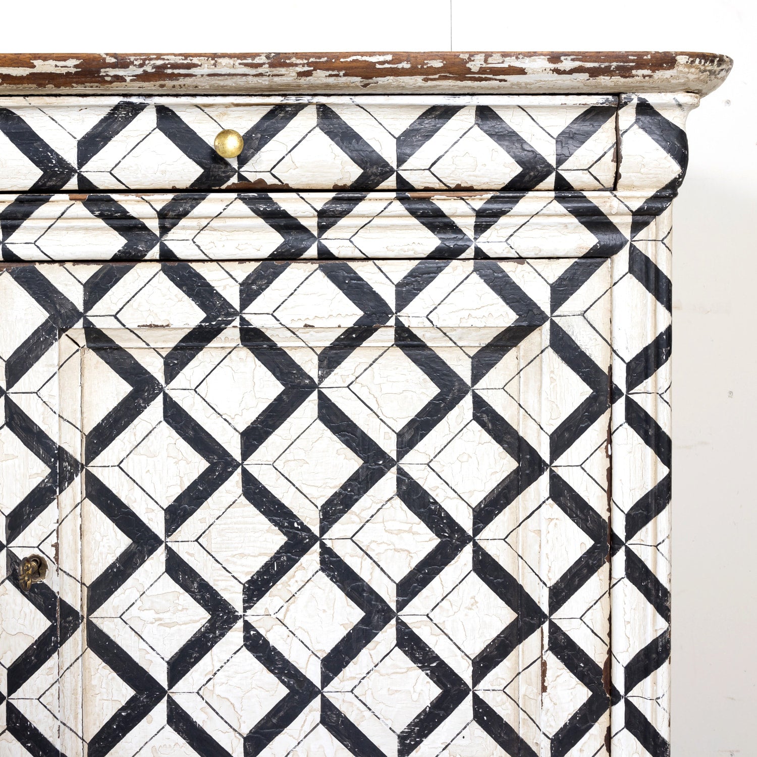 19th Century French Louis Philippe Period Black and White Painted Buffet