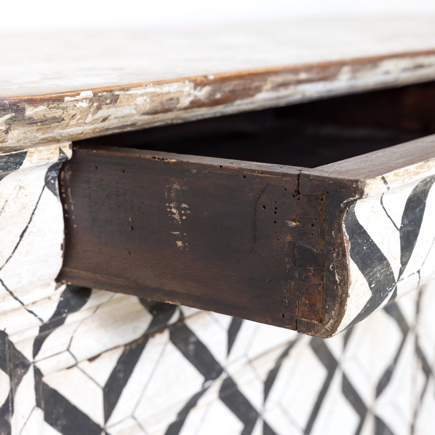 19th Century French Louis Philippe Period Black and White Painted Buffet