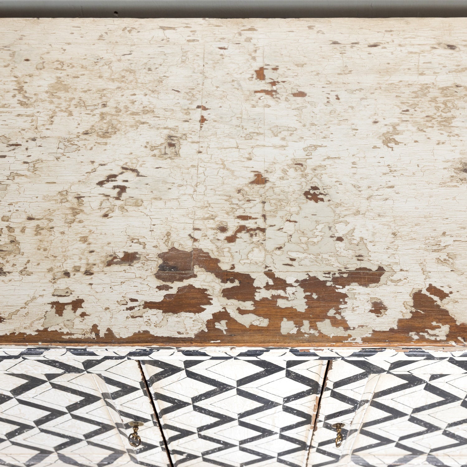 19th Century French Louis Philippe Period Black and White Painted Buffet