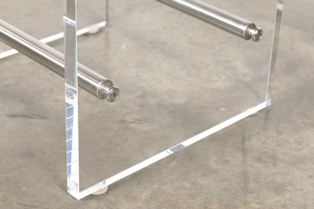 Gigi Lucite and Hide Counter Stool with Footrests