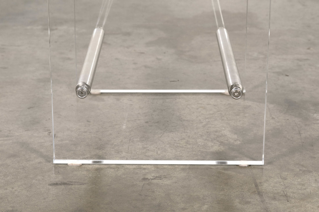 Gigi Lucite and Hide Counter Stool with Footrests