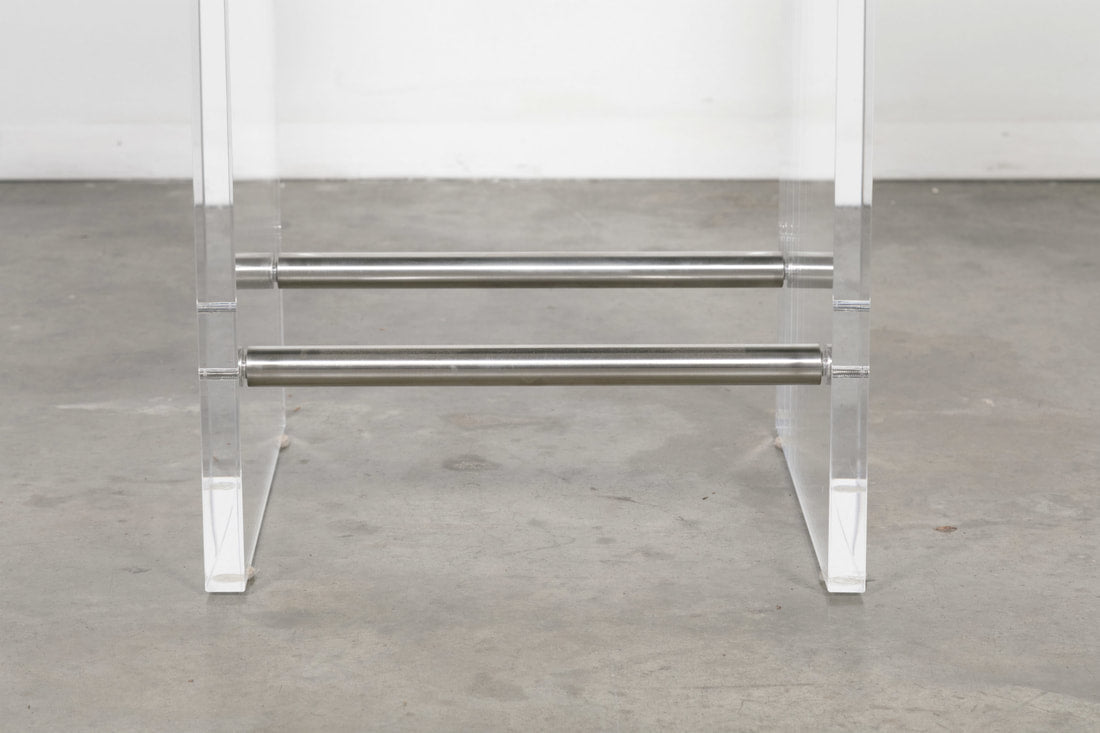 Gigi Lucite and Hide Counter Stool with Footrests