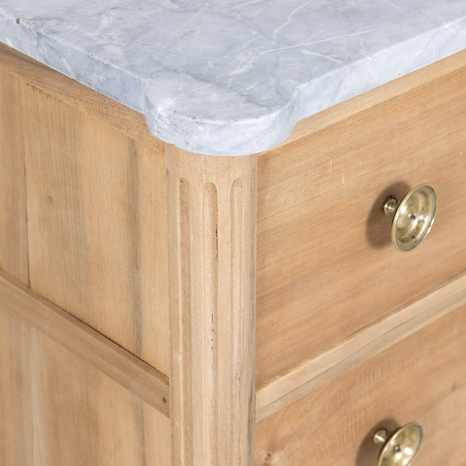 18th Century Louis XVI Period Bleached Three-Drawer Commode with Gray Marble Top