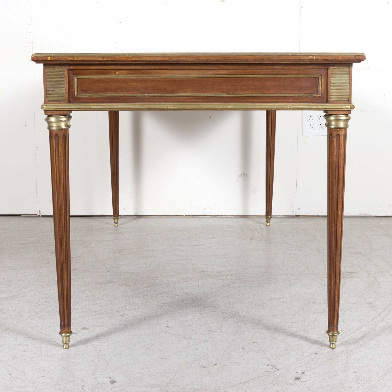 19th Century French Louis XVI Style Mahogany Bureau Plat or Desk with Ormolu Trim