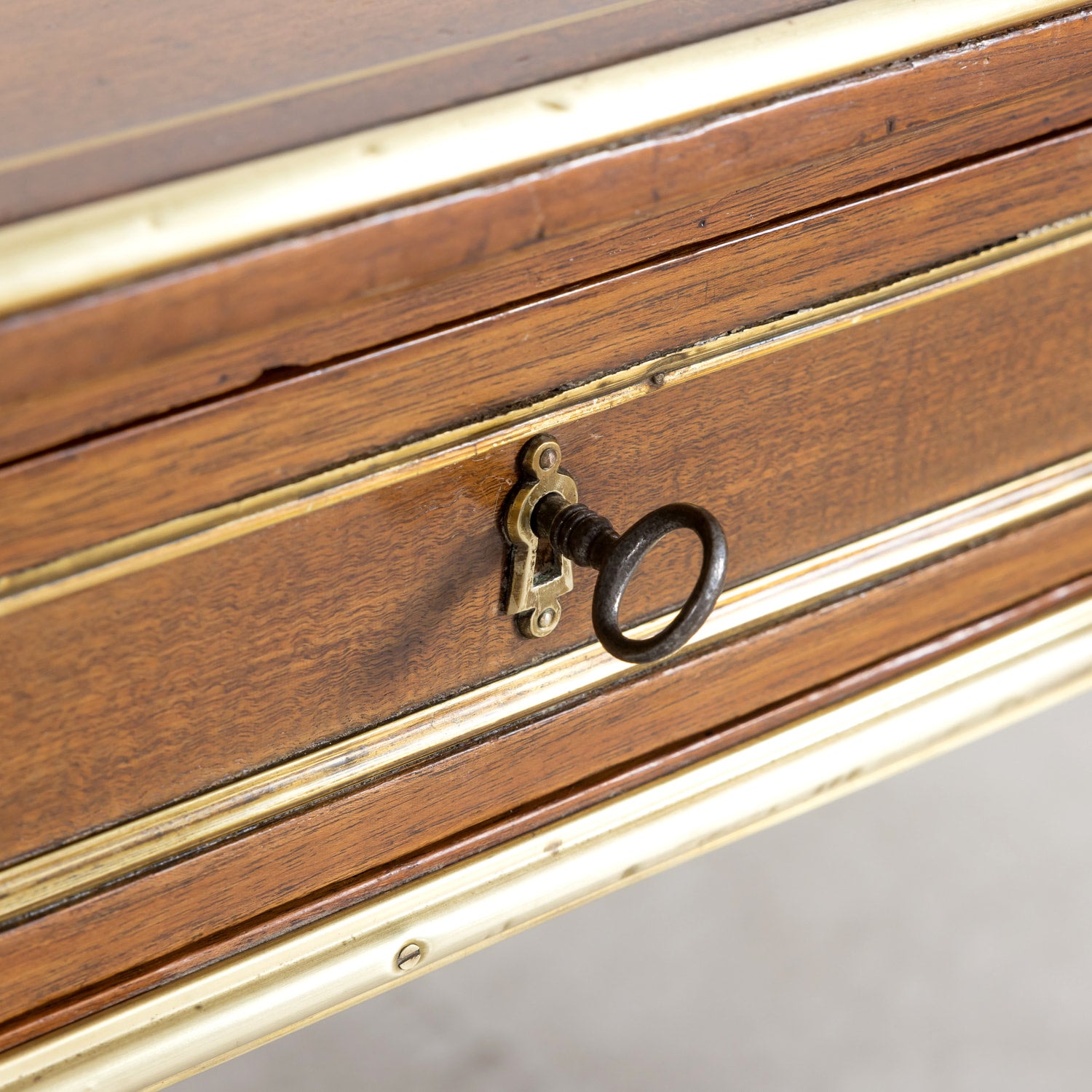 19th Century French Louis XVI Style Mahogany Bureau Plat or Desk with Ormolu Trim