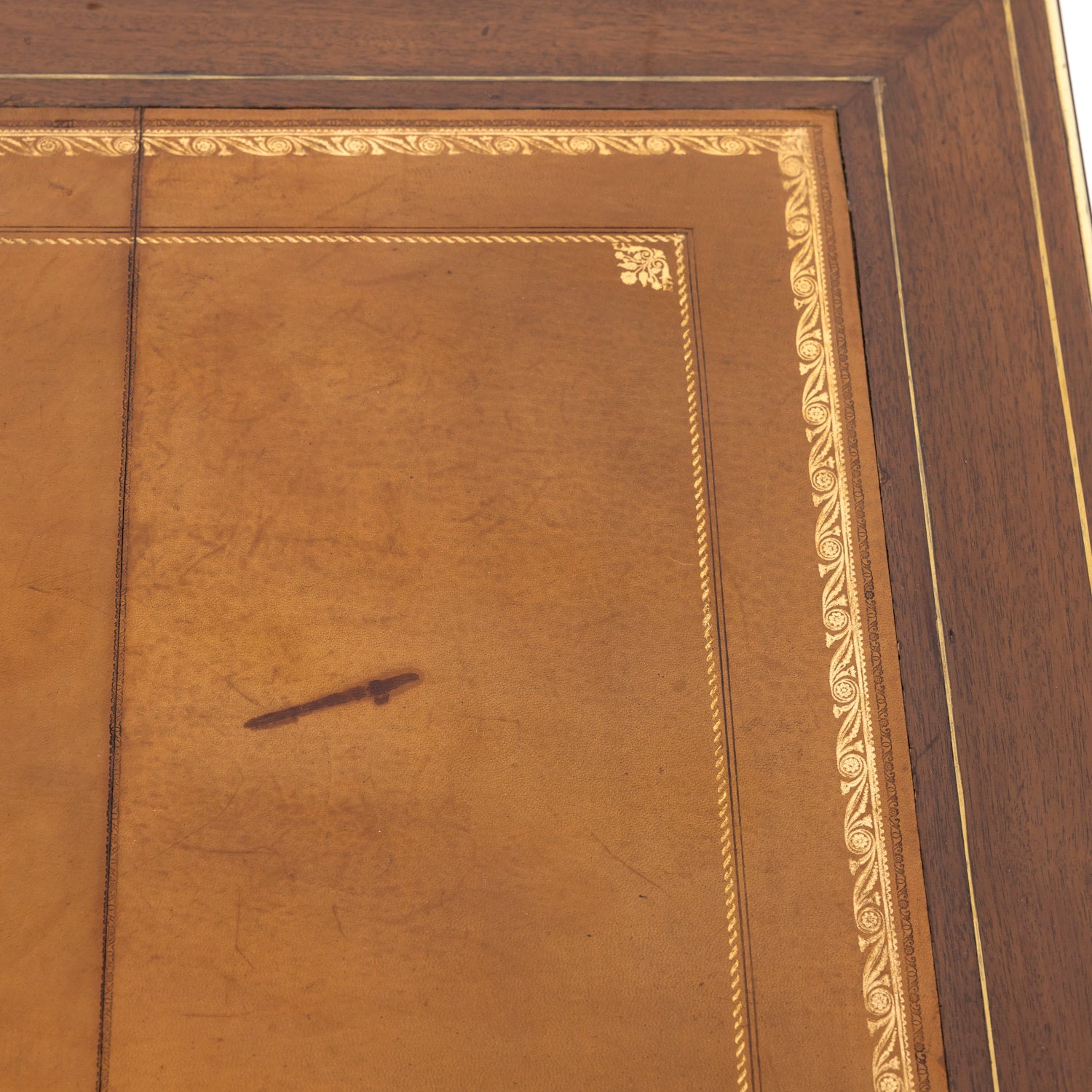 19th Century French Louis XVI Style Mahogany Bureau Plat or Desk with Ormolu Trim