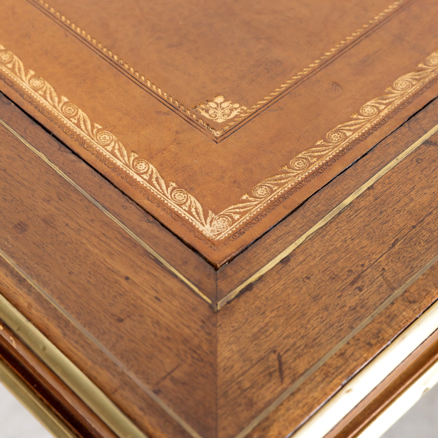 19th Century French Louis XVI Style Mahogany Bureau Plat or Desk with Ormolu Trim