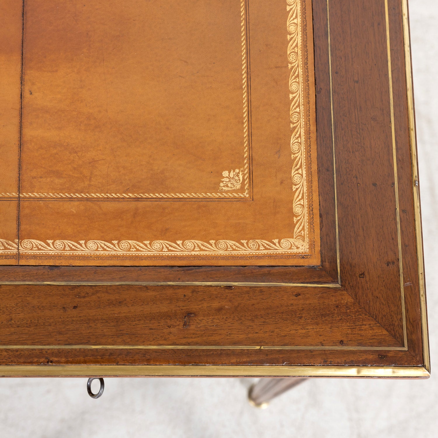 19th Century French Louis XVI Style Mahogany Bureau Plat or Desk with Ormolu Trim