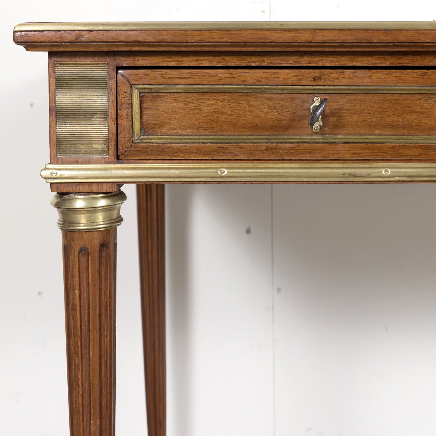 19th Century French Louis XVI Style Mahogany Bureau Plat or Desk with Ormolu Trim