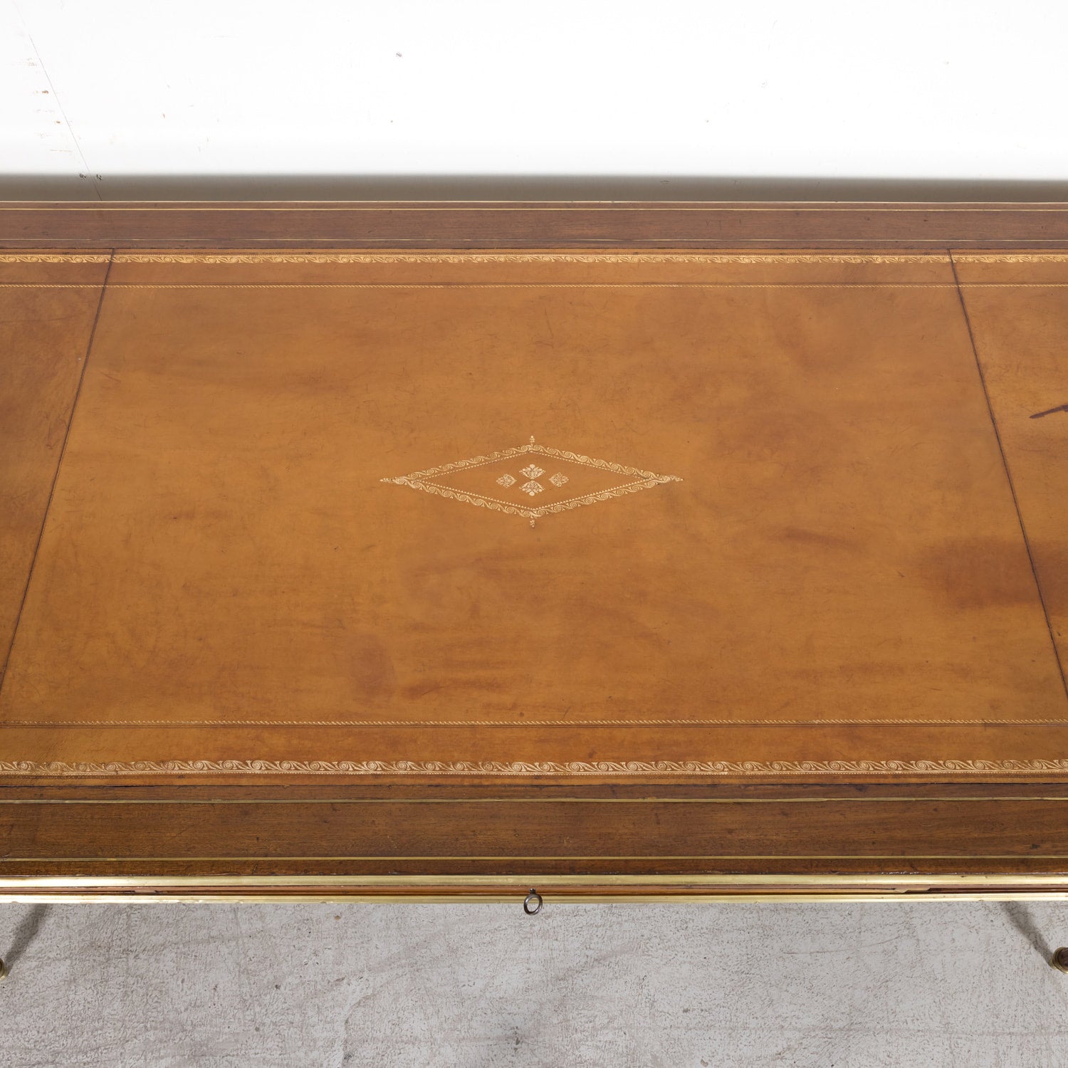 19th Century French Louis XVI Style Mahogany Bureau Plat or Desk with Ormolu Trim