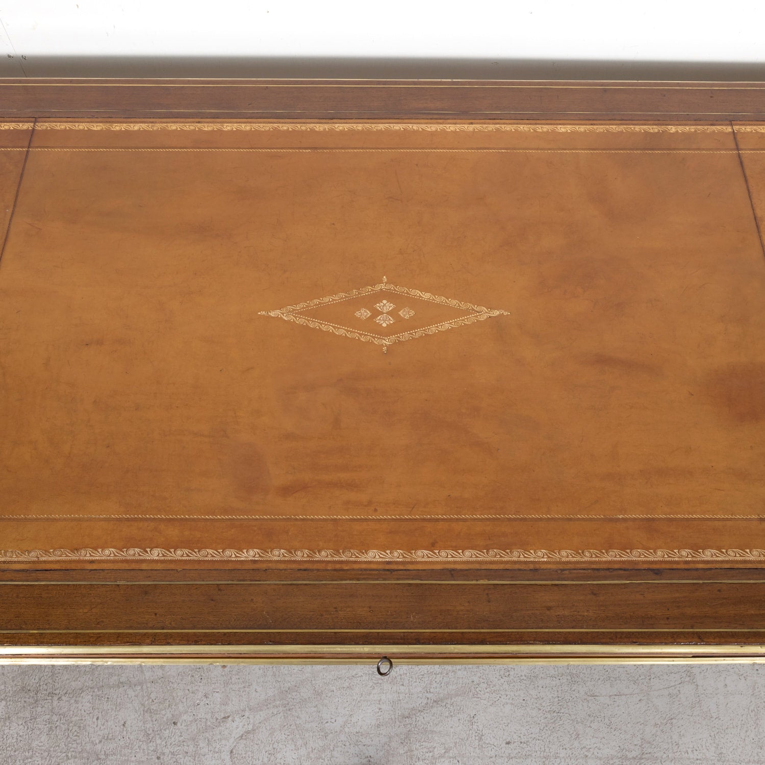 19th Century French Louis XVI Style Mahogany Bureau Plat or Desk with Ormolu Trim