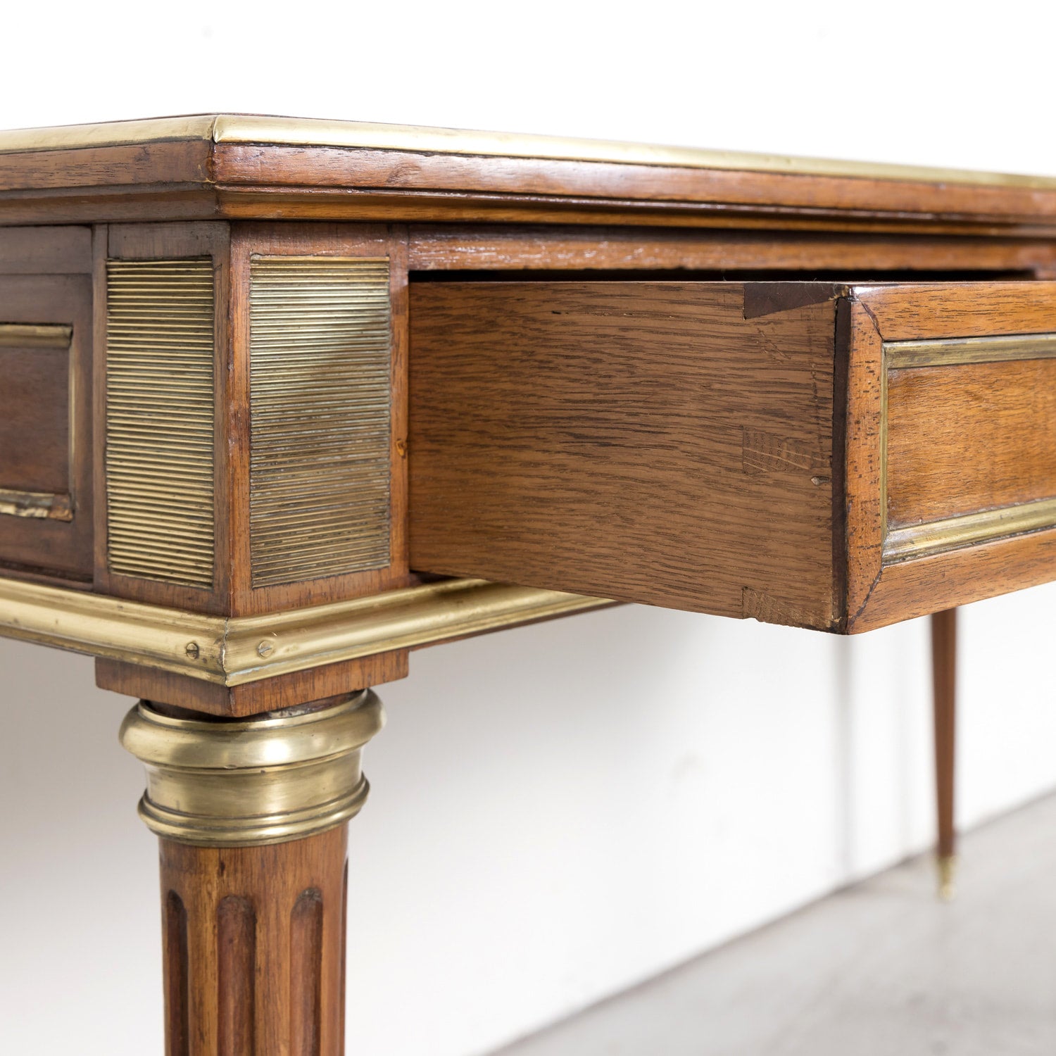 19th Century French Louis XVI Style Mahogany Bureau Plat or Desk with Ormolu Trim