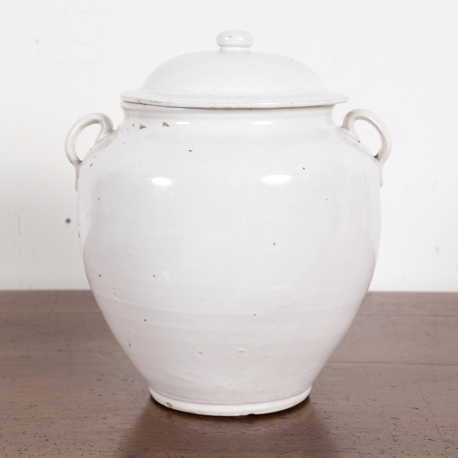 Rare 19th Century French Confit Pot or Egg Pot with Lid and White Ironstone Glaze
