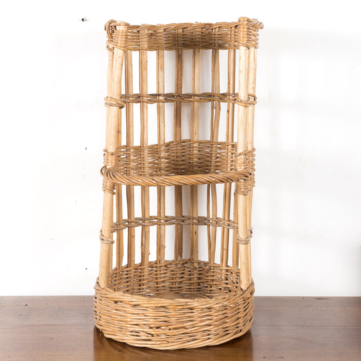 19th Century Large Open Sided French Boulangerie Willow Baguette Basket