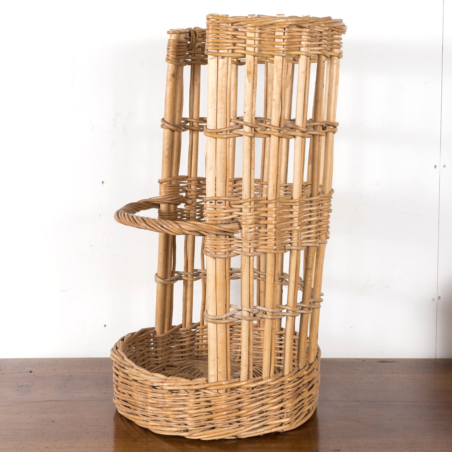 19th Century Large Open Sided French Boulangerie Willow Baguette Basket
