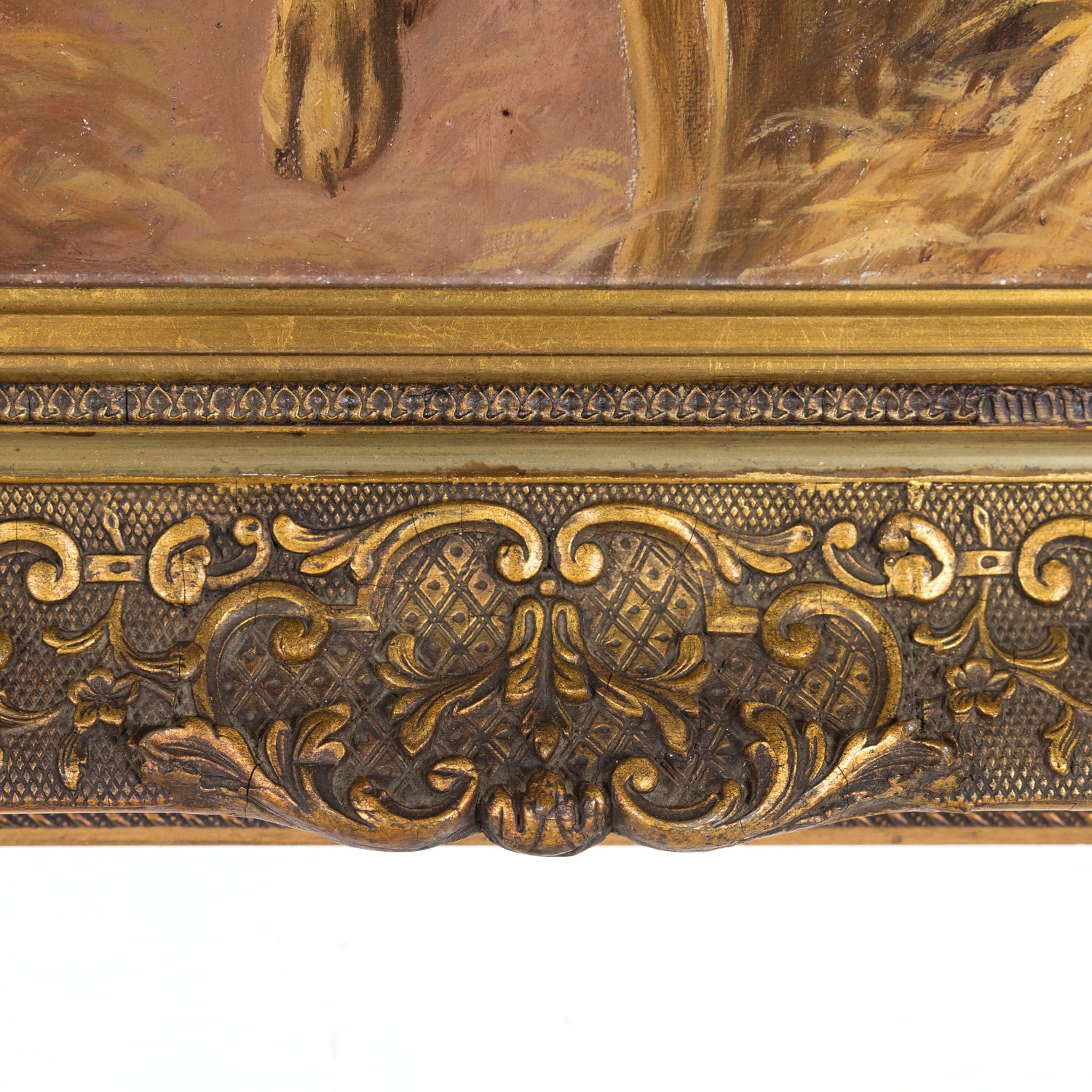 Pair of 19th Century French Framed Oil Hunting Dog Portraits, Signed Louis Lartigau