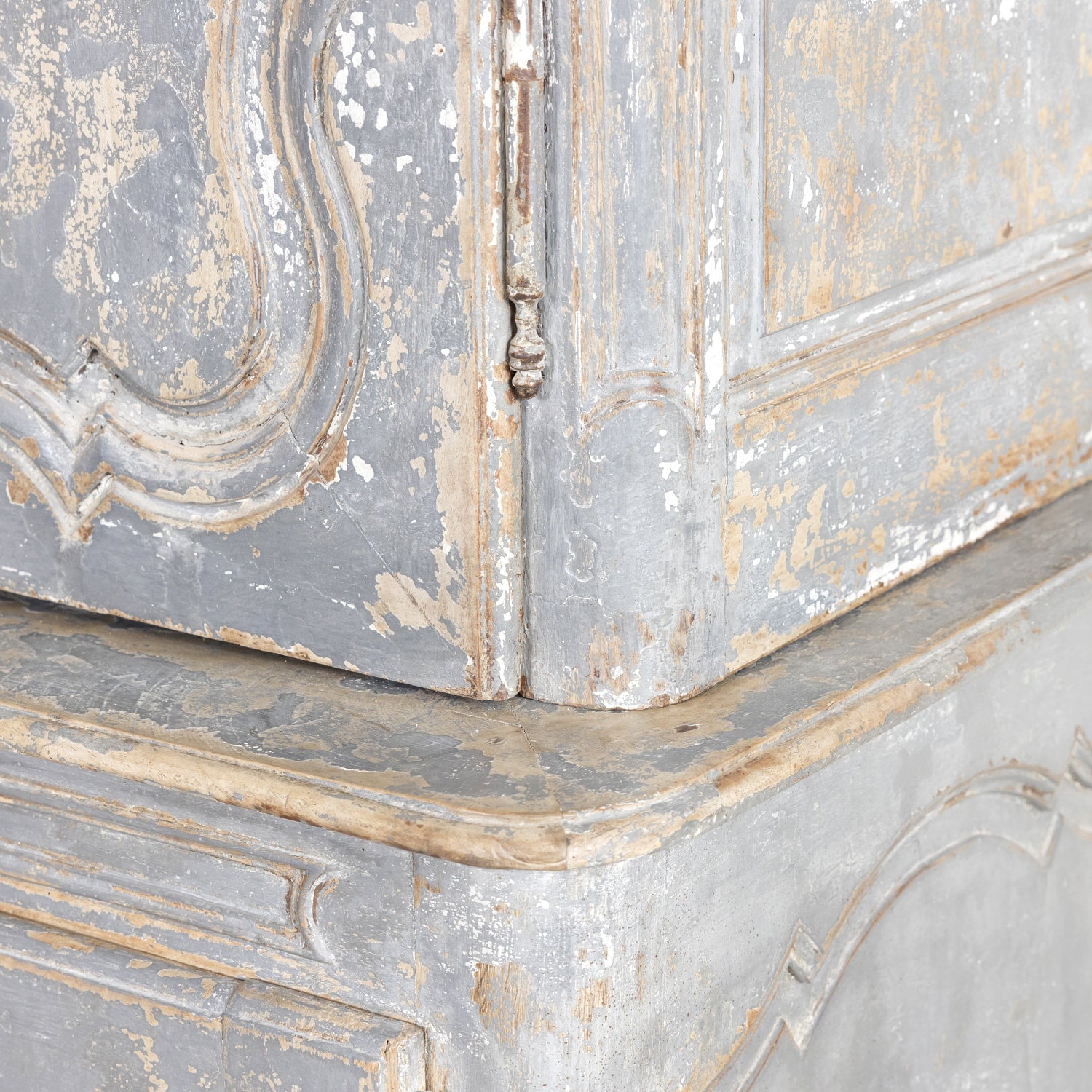 19th Century French Country Louis XV Style Painted Chateau Buffet Deux Corps