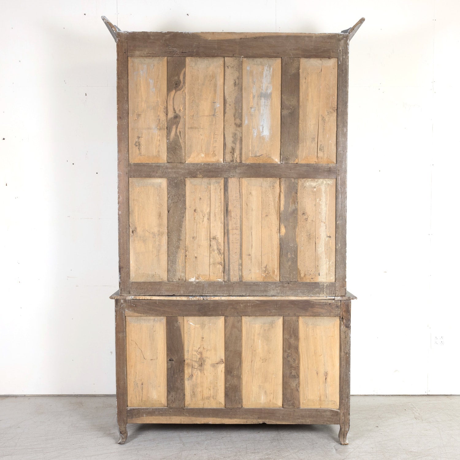 19th Century French Country Louis XV Style Painted Chateau Buffet Deux Corps