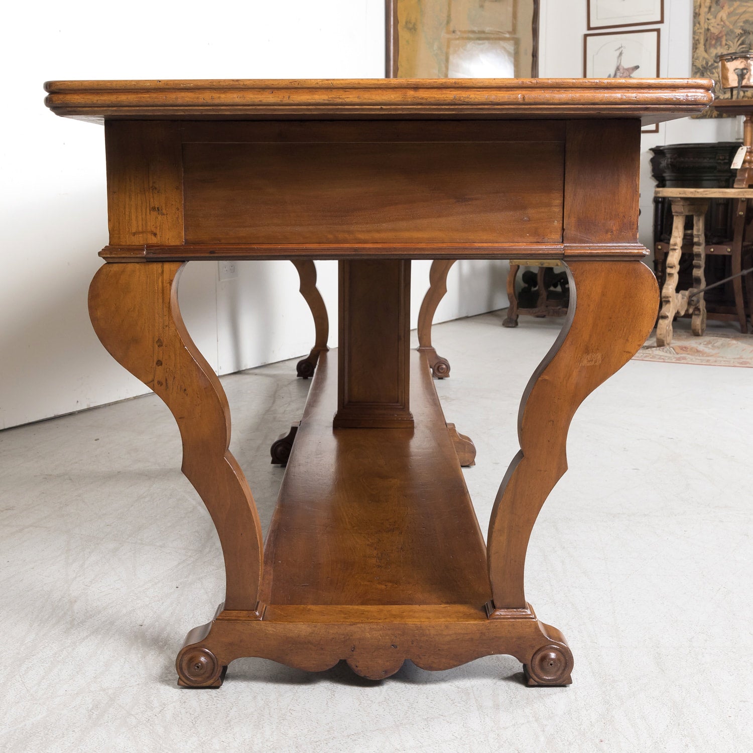 Grand 18th Century French Directoire Period Walnut Draper's Table with Marquetry Band
