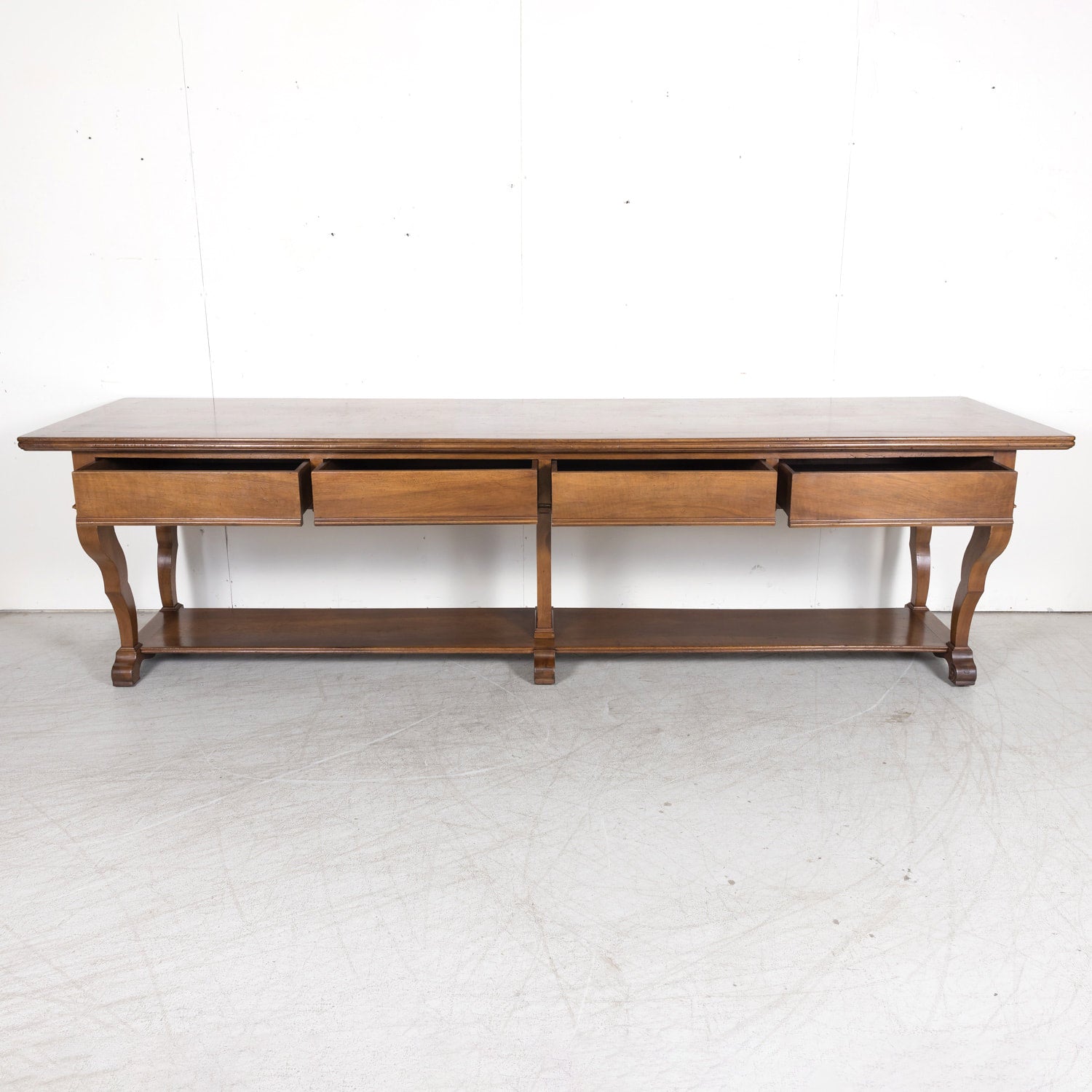 Grand 18th Century French Directoire Period Walnut Draper's Table with Marquetry Band