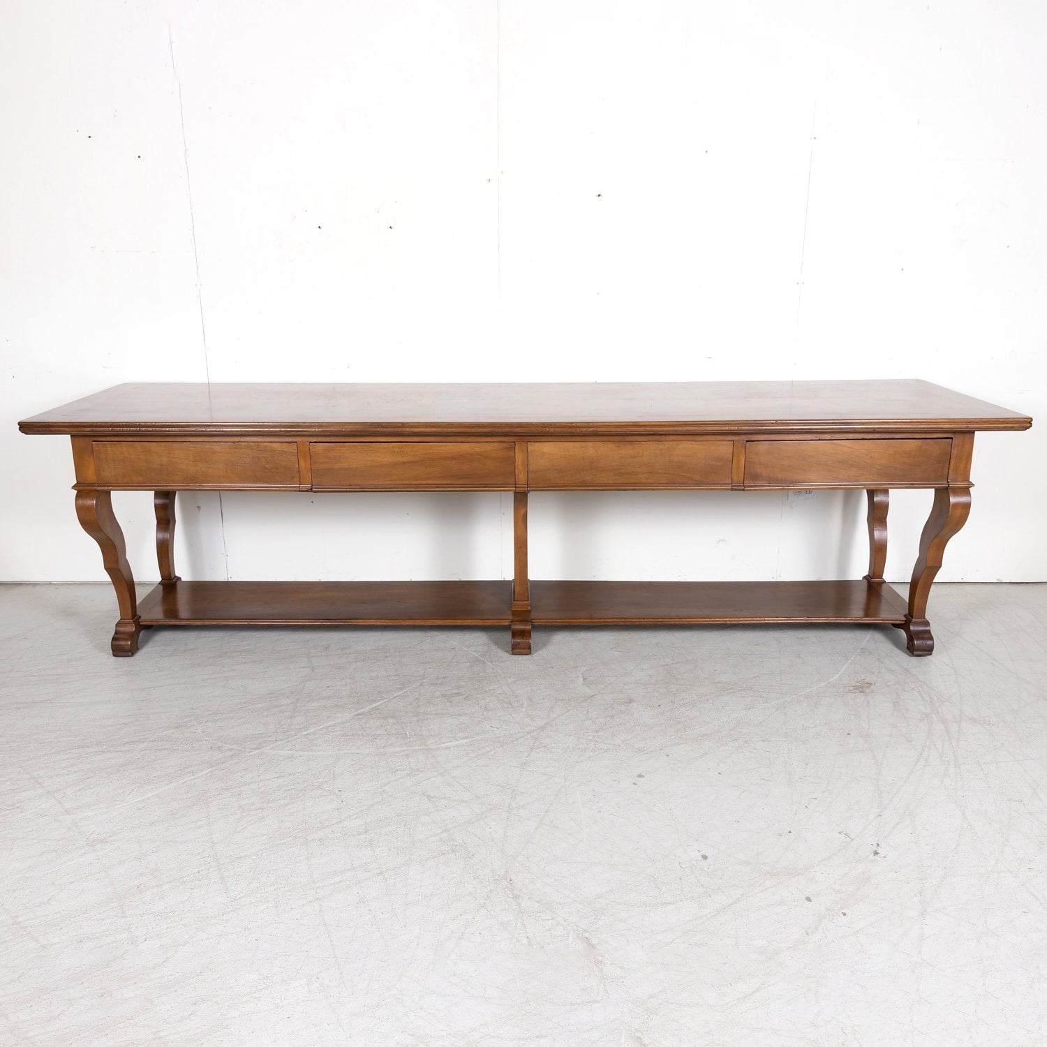 Grand 18th Century French Directoire Period Walnut Draper's Table with Marquetry Band
