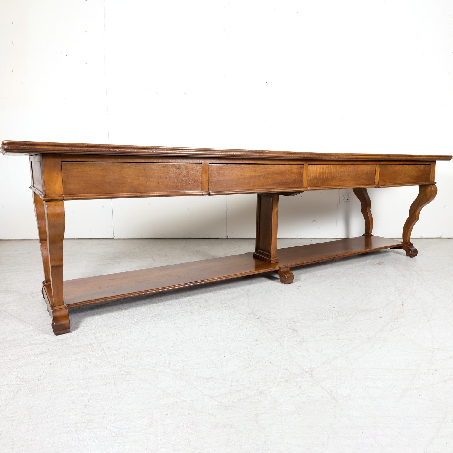 Grand 18th Century French Directoire Period Walnut Draper's Table with Marquetry Band